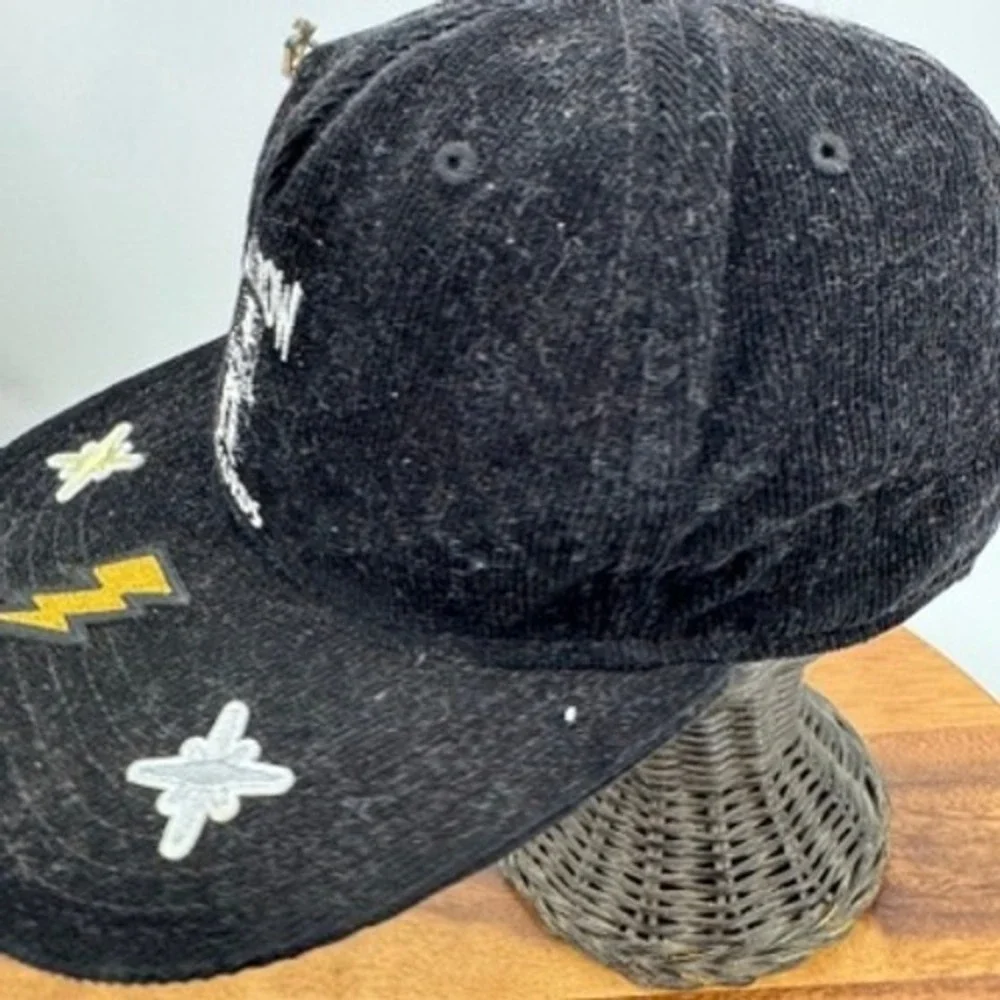 Death‎ Row Records corduroy Snapback Hat Mens OSFM Black Lightning Bolt Hip Hop
